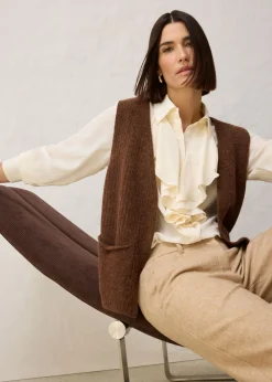 Chaleco de punto grueso con lana de alpaca Mujer Premium|Jerséis