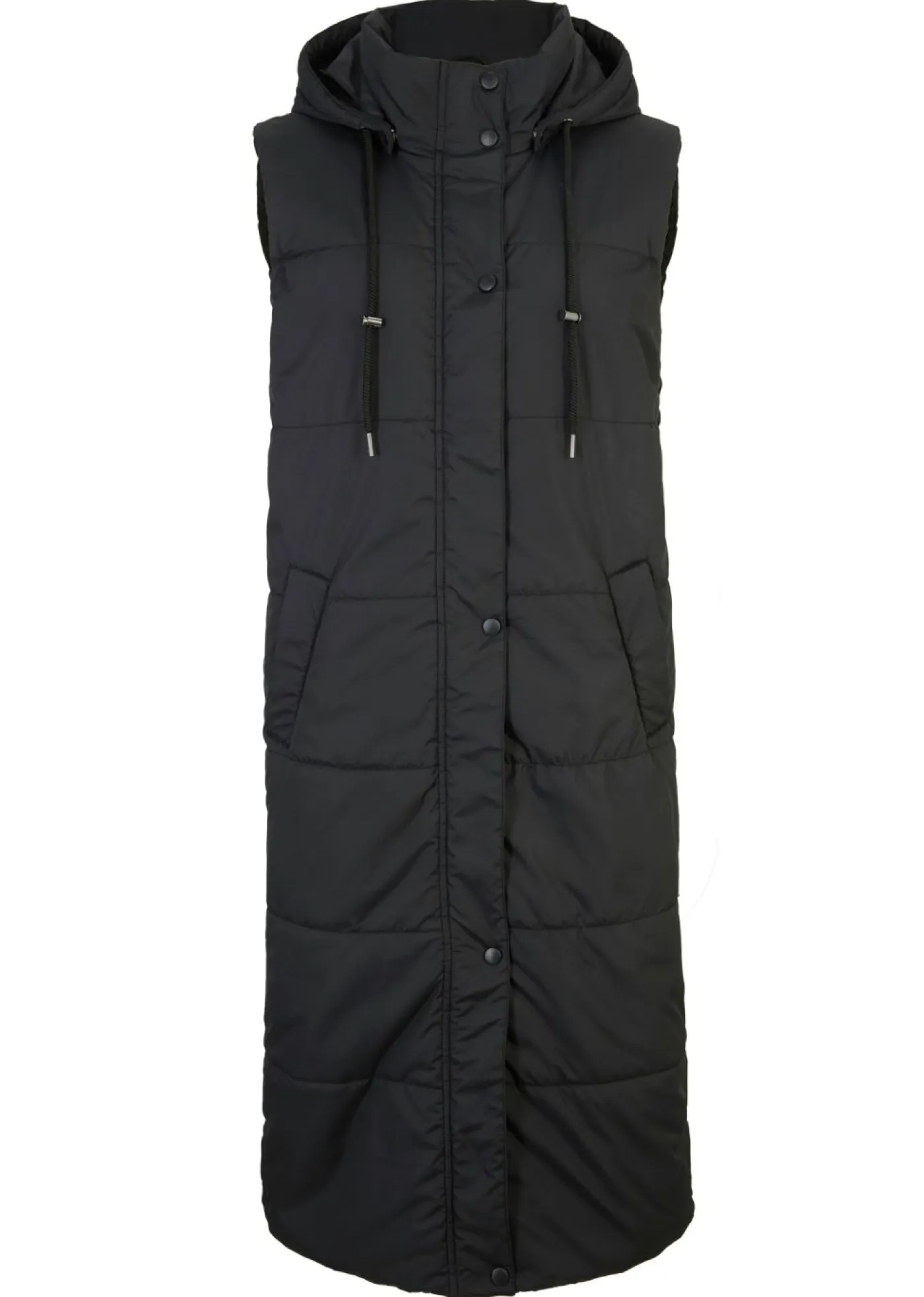 Outlet Chaleco largo acolchado con capucha y aberturas laterales Mujer Chaquetas Y Abrigos