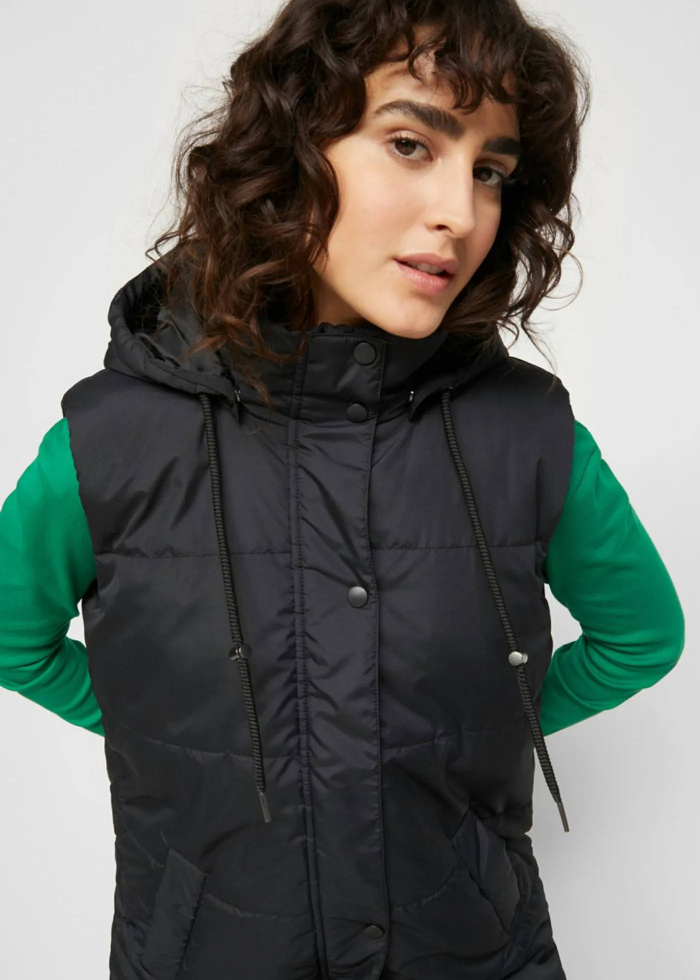 Outlet Chaleco largo acolchado con capucha y aberturas laterales Mujer Chaquetas Y Abrigos