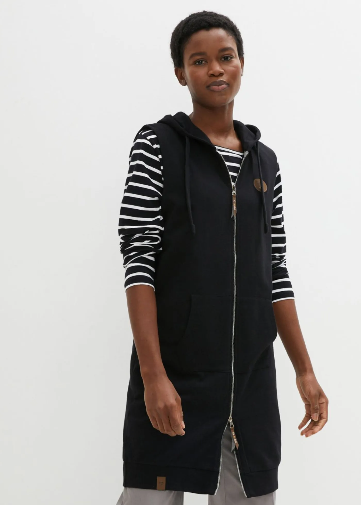 Outlet Chaleco largo tipo sudadera con capucha de mezcla de algodón Mujer Ropa Cómoda|Chaquetas Y Abrigos