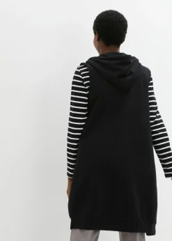 Outlet Chaleco largo tipo sudadera con capucha de mezcla de algodón Mujer Ropa Cómoda|Chaquetas Y Abrigos