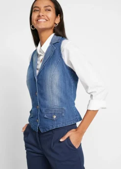 Online Chaleco vaquero elástico Mujer Chaquetas Y Abrigos