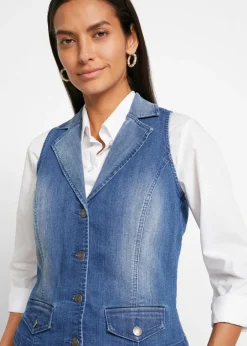 Online Chaleco vaquero elástico Mujer Chaquetas Y Abrigos