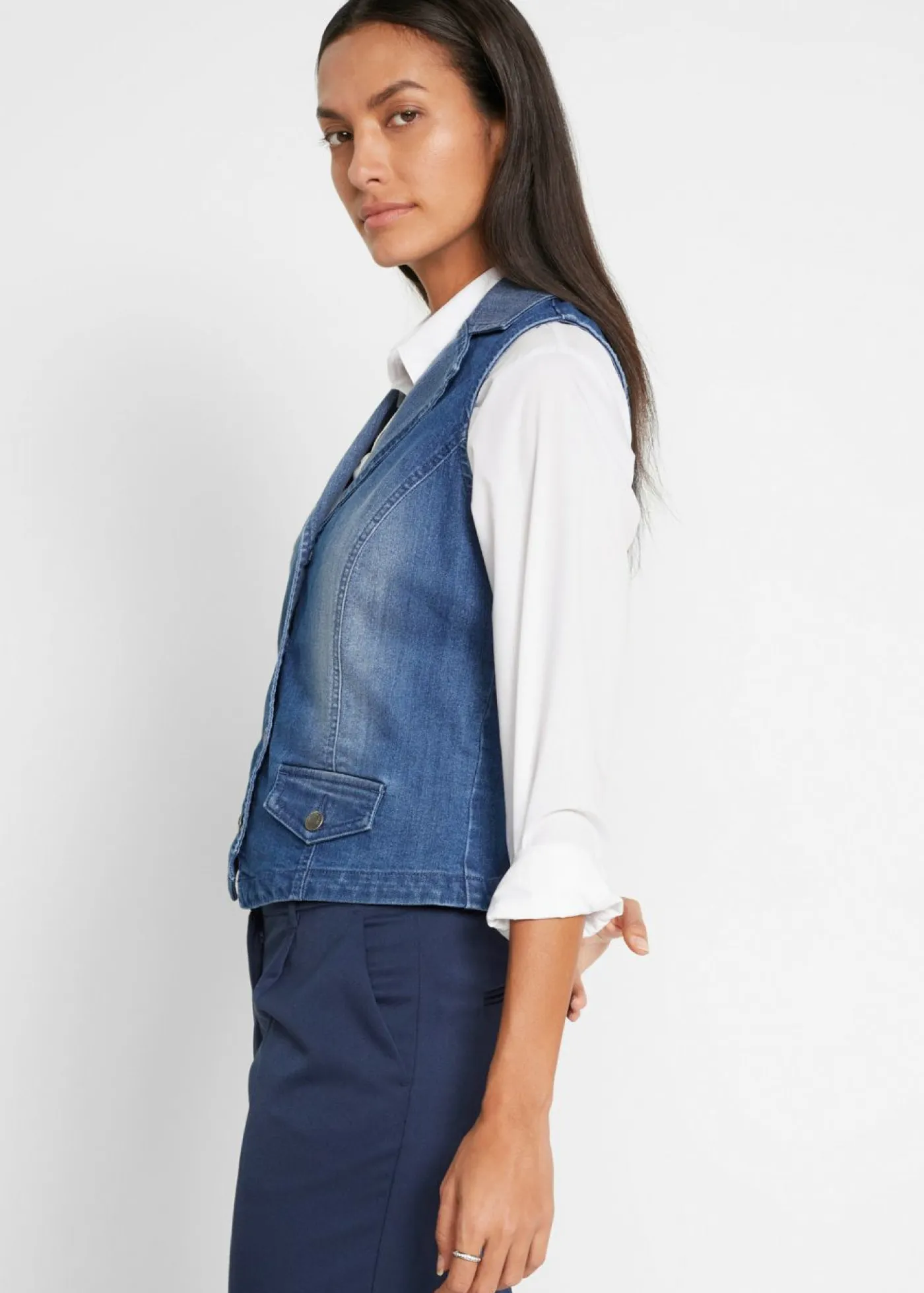 Online Chaleco vaquero elástico Mujer Chaquetas Y Abrigos