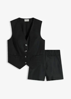 Discount Chaleco y pantalón corto de mezcla de lino Mujer Blazers|Pantalones