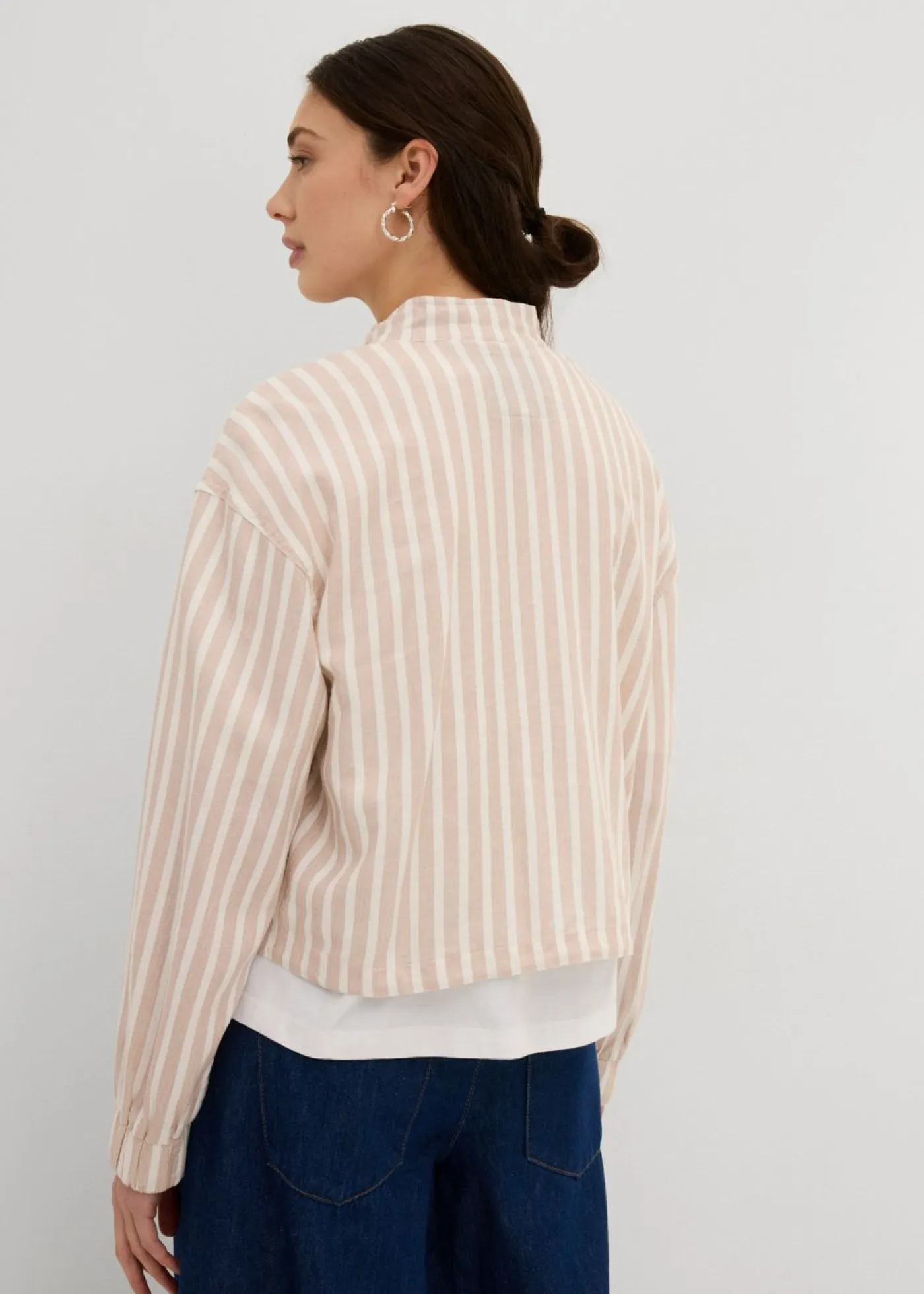 Chaqueta bomber con aspecto de lino Mujer Chaquetas Y Abrigos