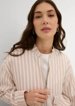 Chaqueta bomber con aspecto de lino Mujer Chaquetas Y Abrigos
