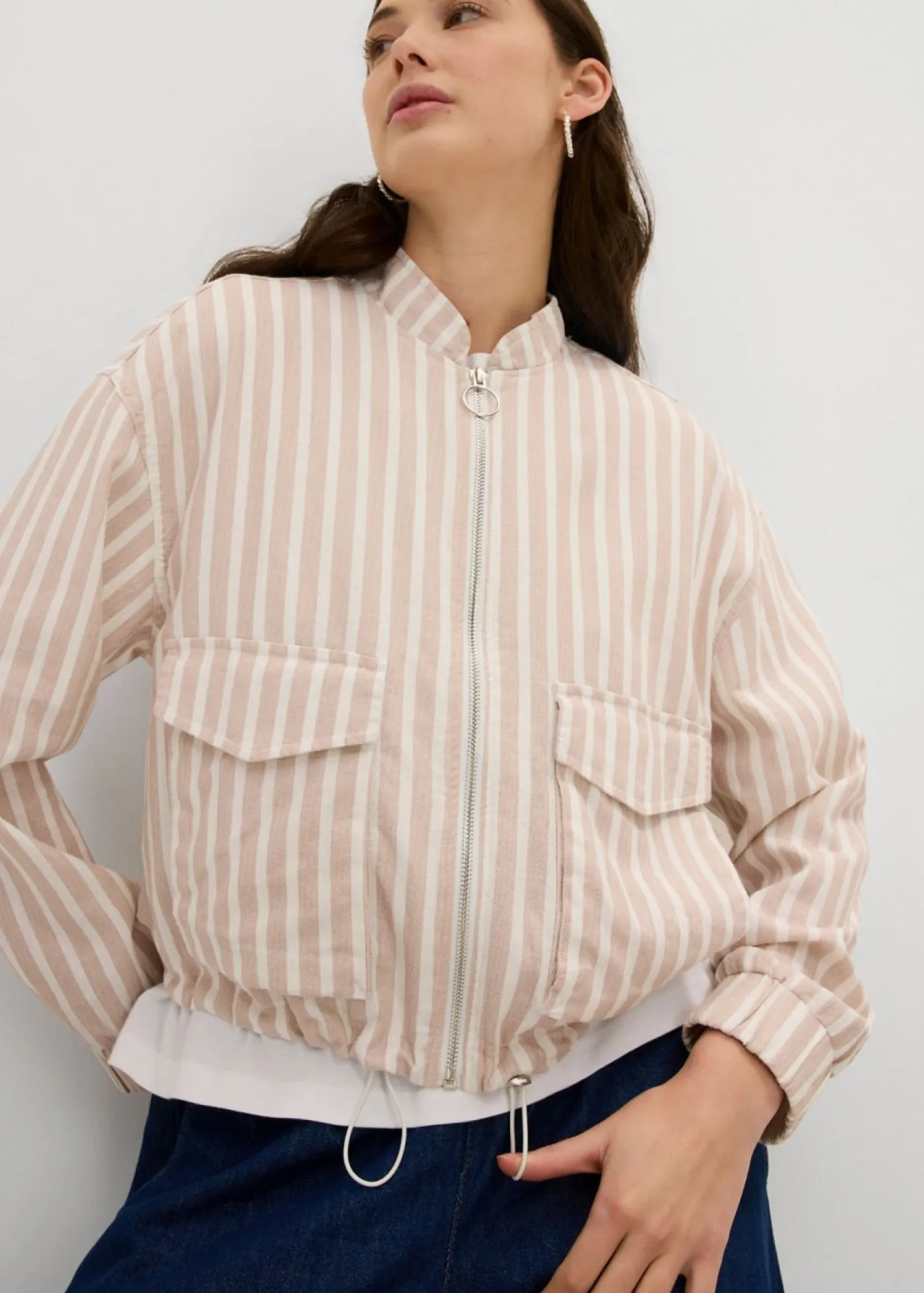 Chaqueta bomber con aspecto de lino Mujer Chaquetas Y Abrigos