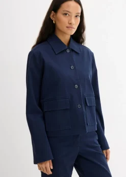 Chaqueta corta de entretiempo de mezcla de algodón orgánico elástico Mujer Esenciales|Chaquetas Y Abrigos