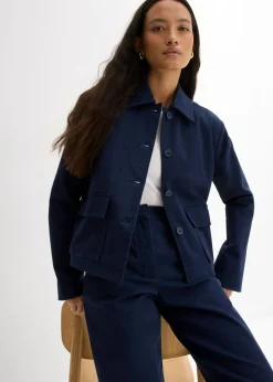 Chaqueta corta de entretiempo de mezcla de algodón orgánico elástico Mujer Esenciales|Chaquetas Y Abrigos