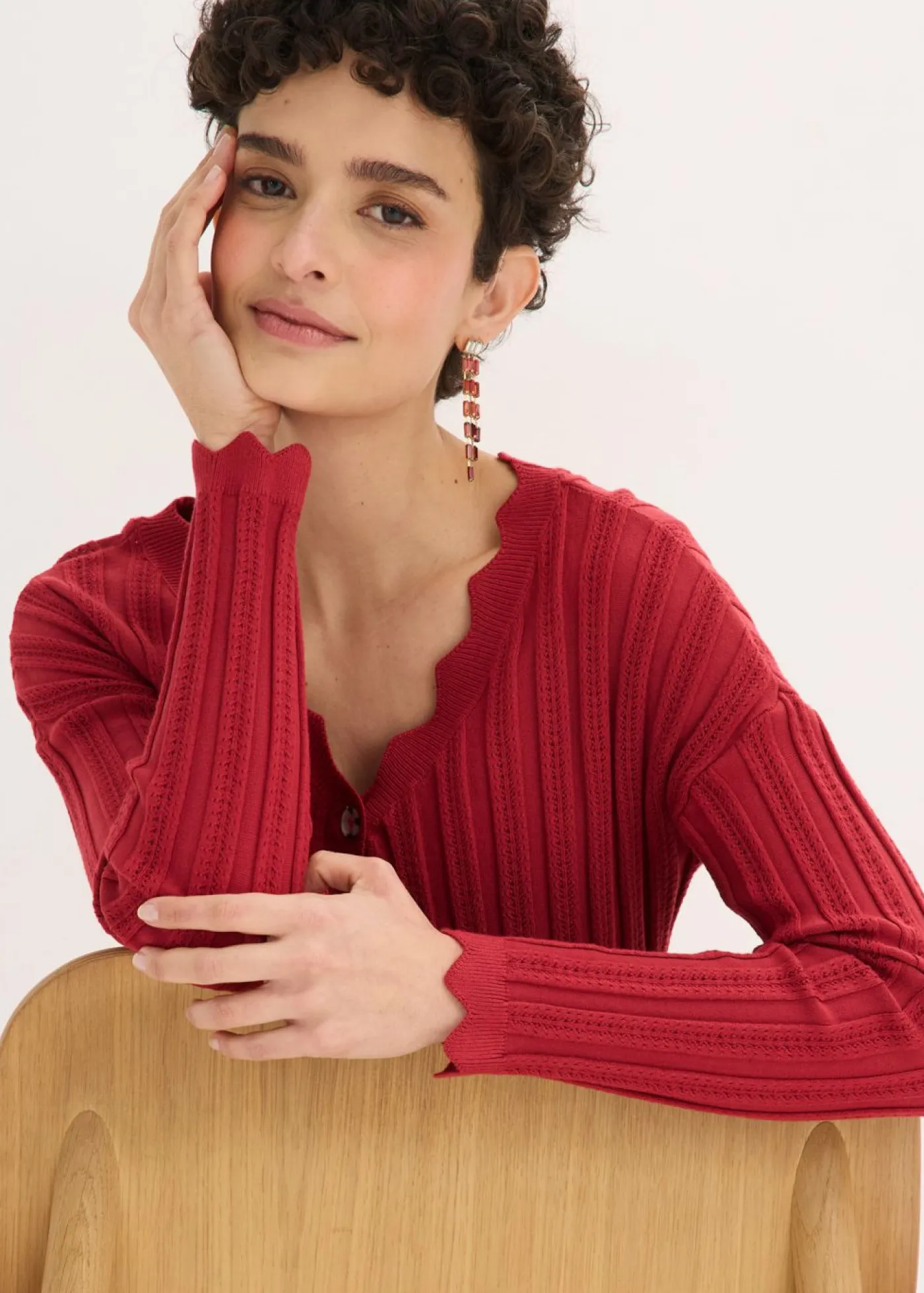 Best Chaqueta corta de punto ajour Mujer Jerséis|Novedades
