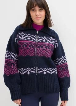 New Chaqueta corta de punto con patrón nórdico Mujer Jerséis