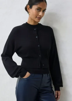 Outlet Chaqueta corta de punto con contenido de seda Mujer Premium|Jerséis