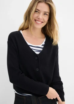Sale Chaqueta corta de punto de algodón orgánico puro Mujer Básicos|Jerséis