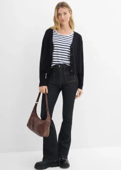 Sale Chaqueta corta de punto de algodón orgánico puro Mujer Básicos|Jerséis