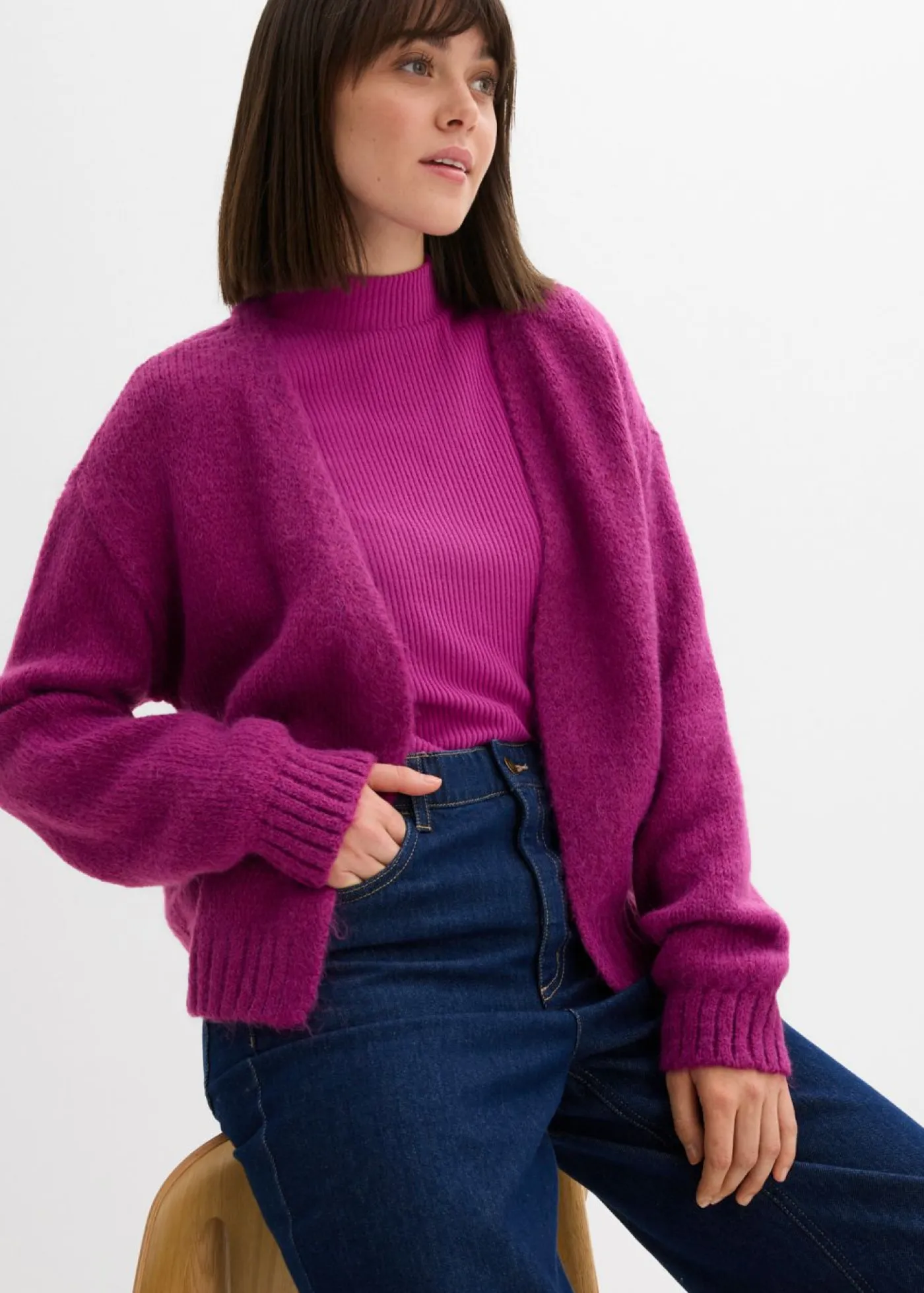 Online Chaqueta corta de punto grueso con corte holgado Mujer Jerséis|Ropa De Punto