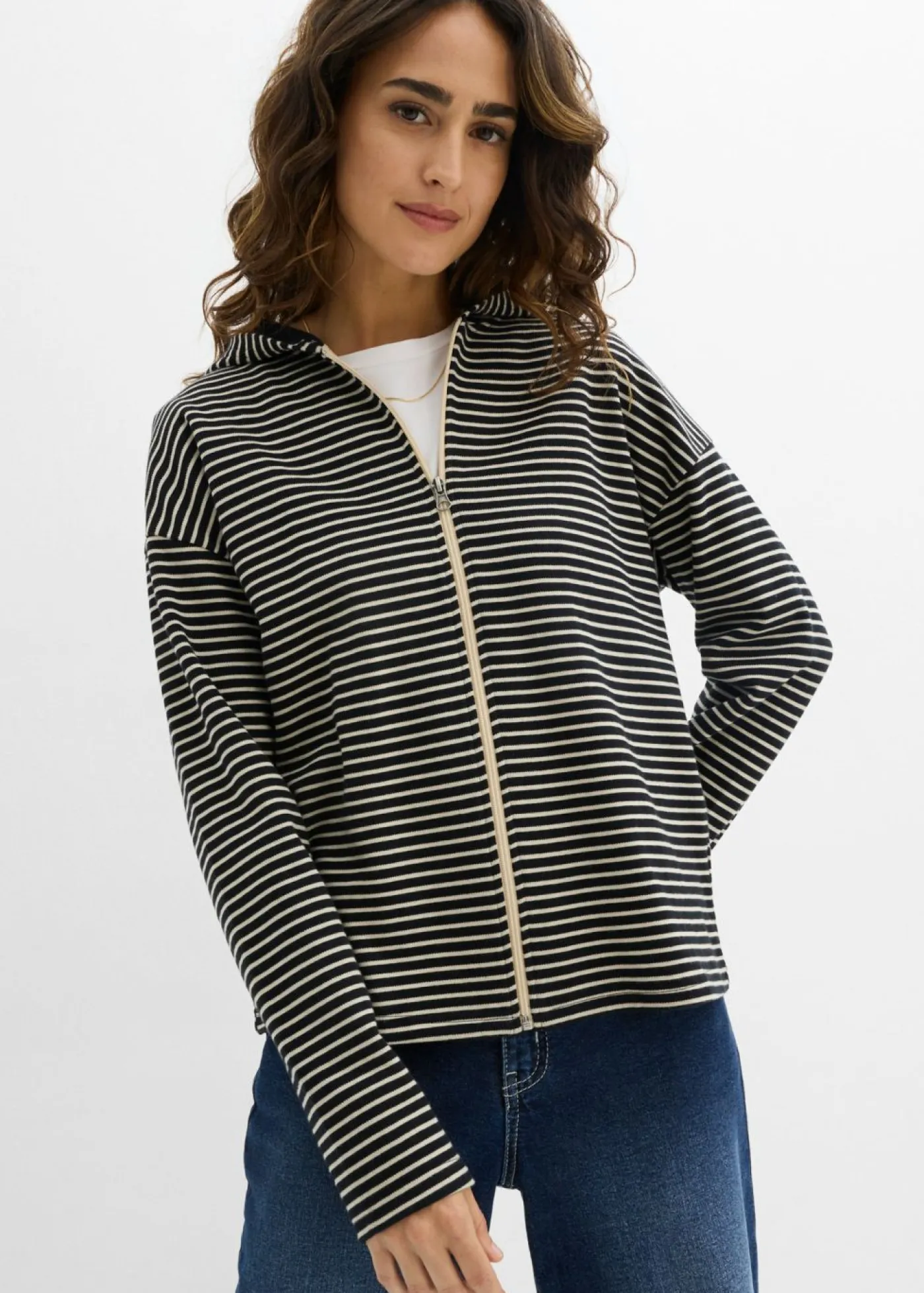 Online Chaqueta de chándal a rayas de mezcla de algodón Mujer Ropa Cómoda
