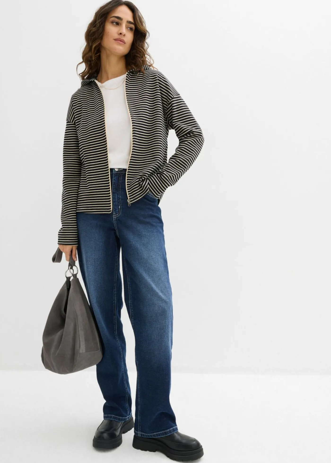 Online Chaqueta de chándal a rayas de mezcla de algodón Mujer Ropa Cómoda