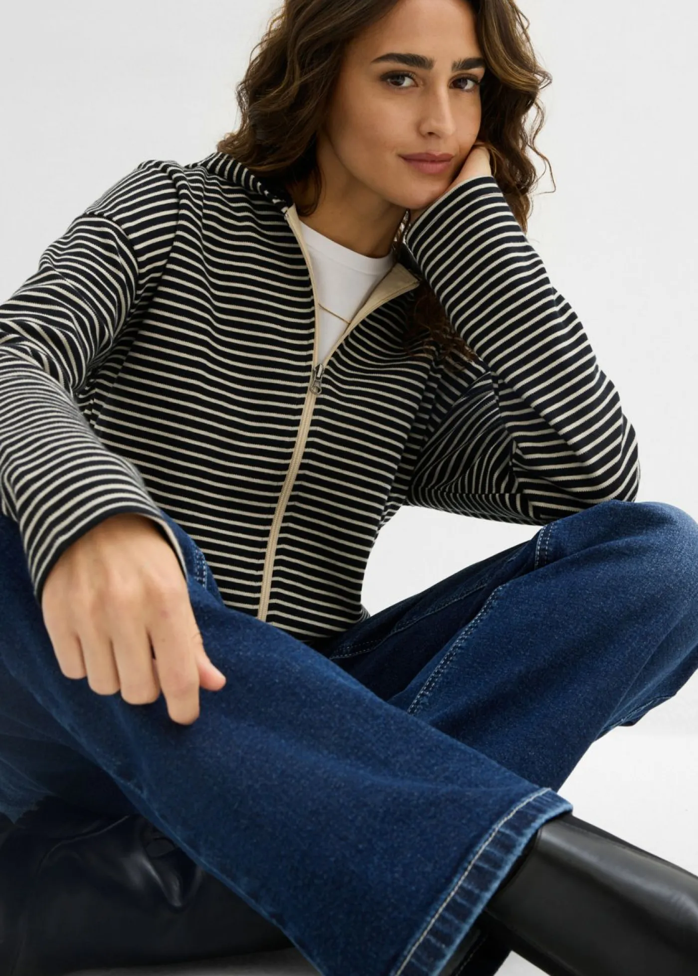 Online Chaqueta de chándal a rayas de mezcla de algodón Mujer Ropa Cómoda