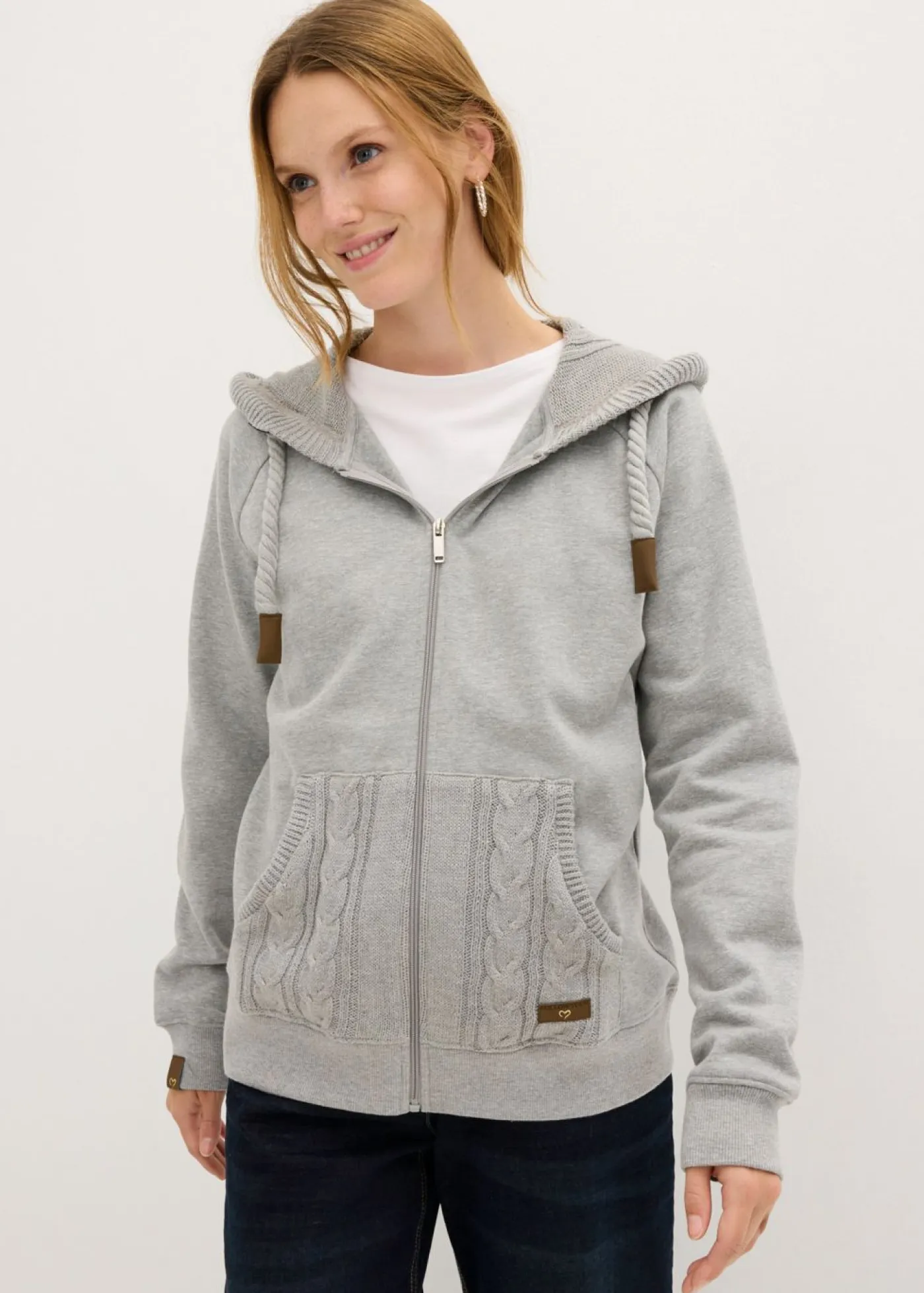 New Chaqueta de chándal con capucha de punto y bolsillo Mujer Ropa Cómoda