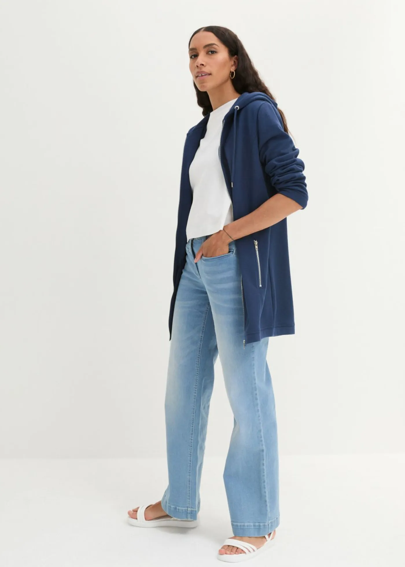 Discount Chaqueta de chándal larga con bolsillos con cremallera Mujer Ropa Cómoda