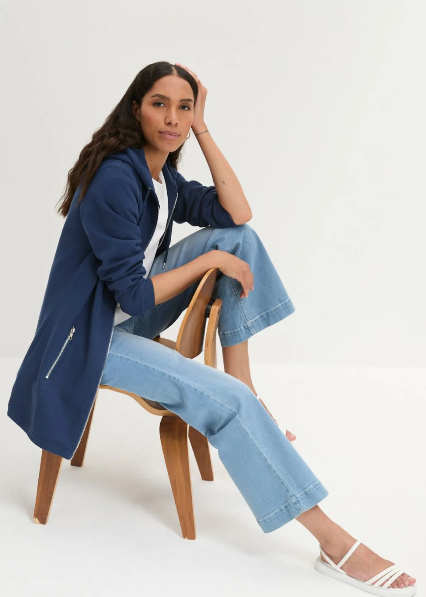Discount Chaqueta de chándal larga con bolsillos con cremallera Mujer Ropa Cómoda