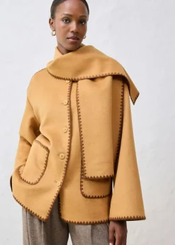 Clearance Chaqueta de lana con bordado decorativo (conjunto de 2 piezas con bufanda) Mujer Premium|Chaquetas Y Abrigos