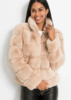 Outlet Chaqueta de pelo sintético con cremallera Mujer Chaquetas Y Abrigos
