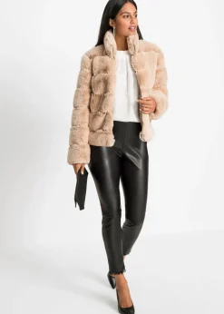 Outlet Chaqueta de pelo sintético con cremallera Mujer Chaquetas Y Abrigos