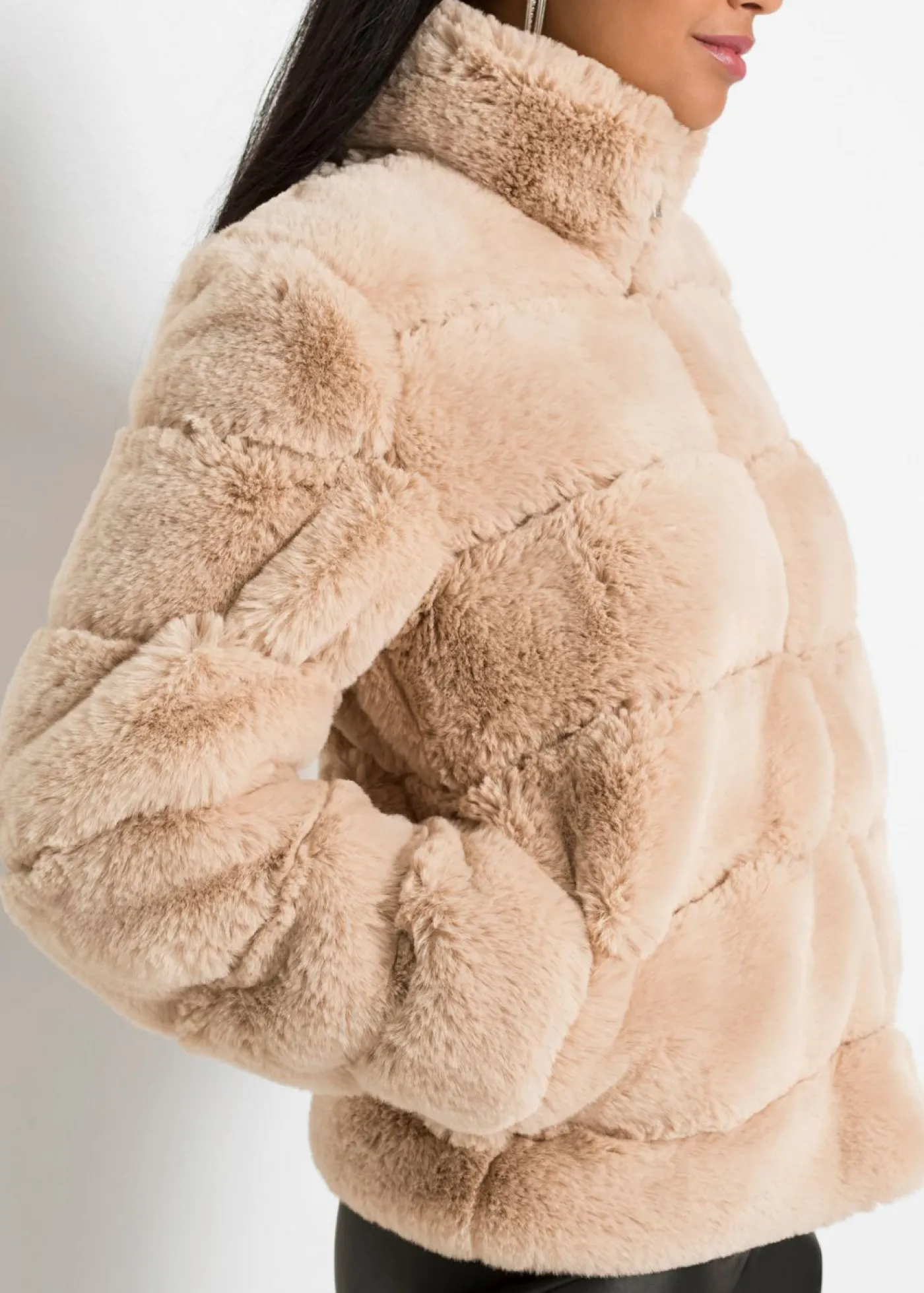 Outlet Chaqueta de pelo sintético con cremallera Mujer Chaquetas Y Abrigos