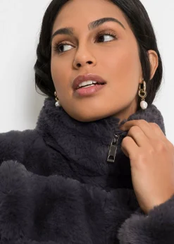 Discount Chaqueta de pelo sintético con cremallera Mujer Chaquetas Y Abrigos