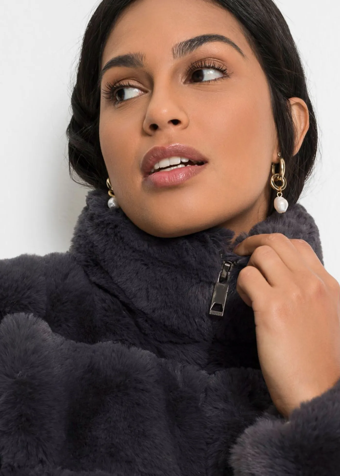 Discount Chaqueta de pelo sintético con cremallera Mujer Chaquetas Y Abrigos