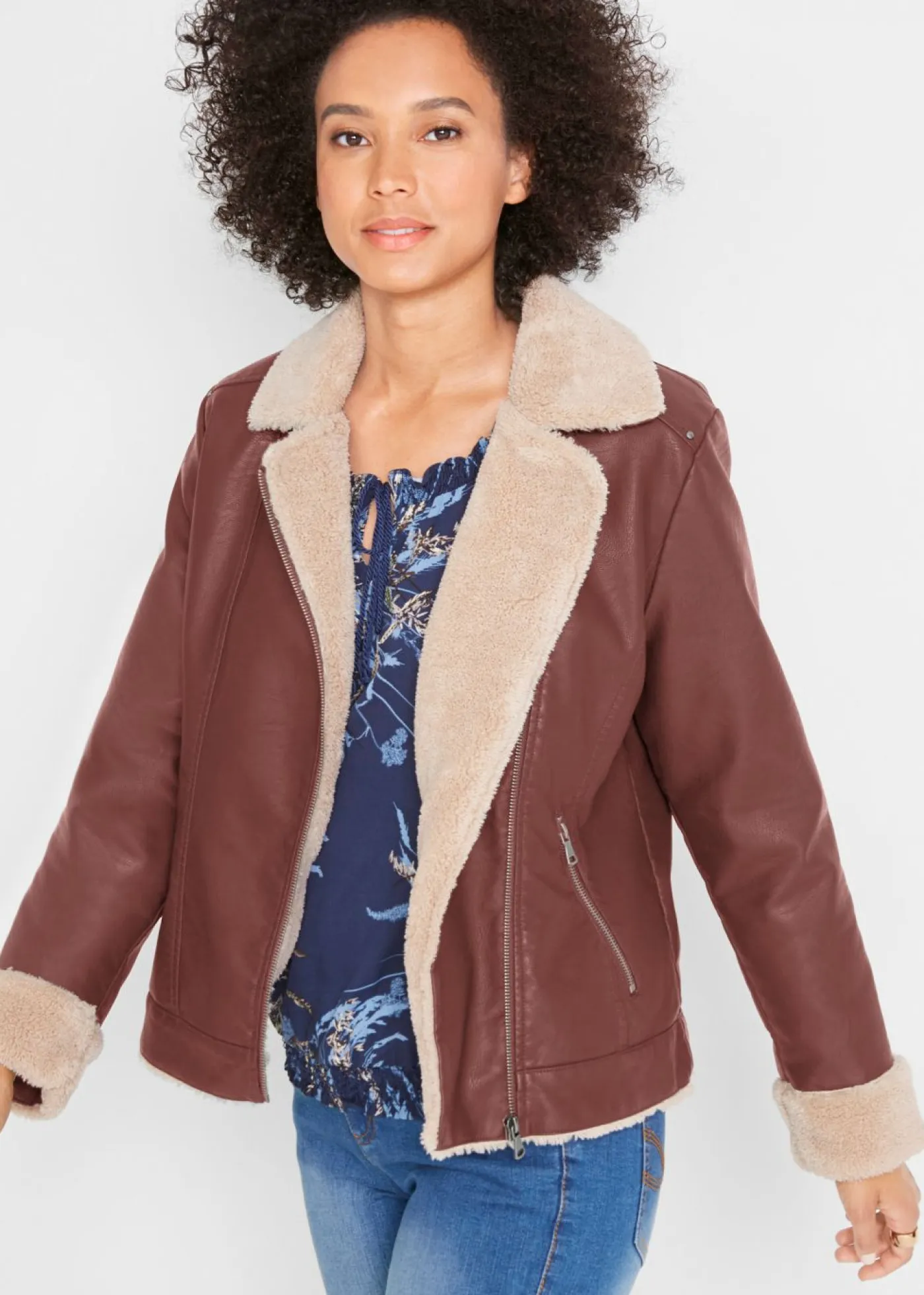 New Chaqueta de piel sintética, con forro Mujer Chaquetas Y Abrigos
