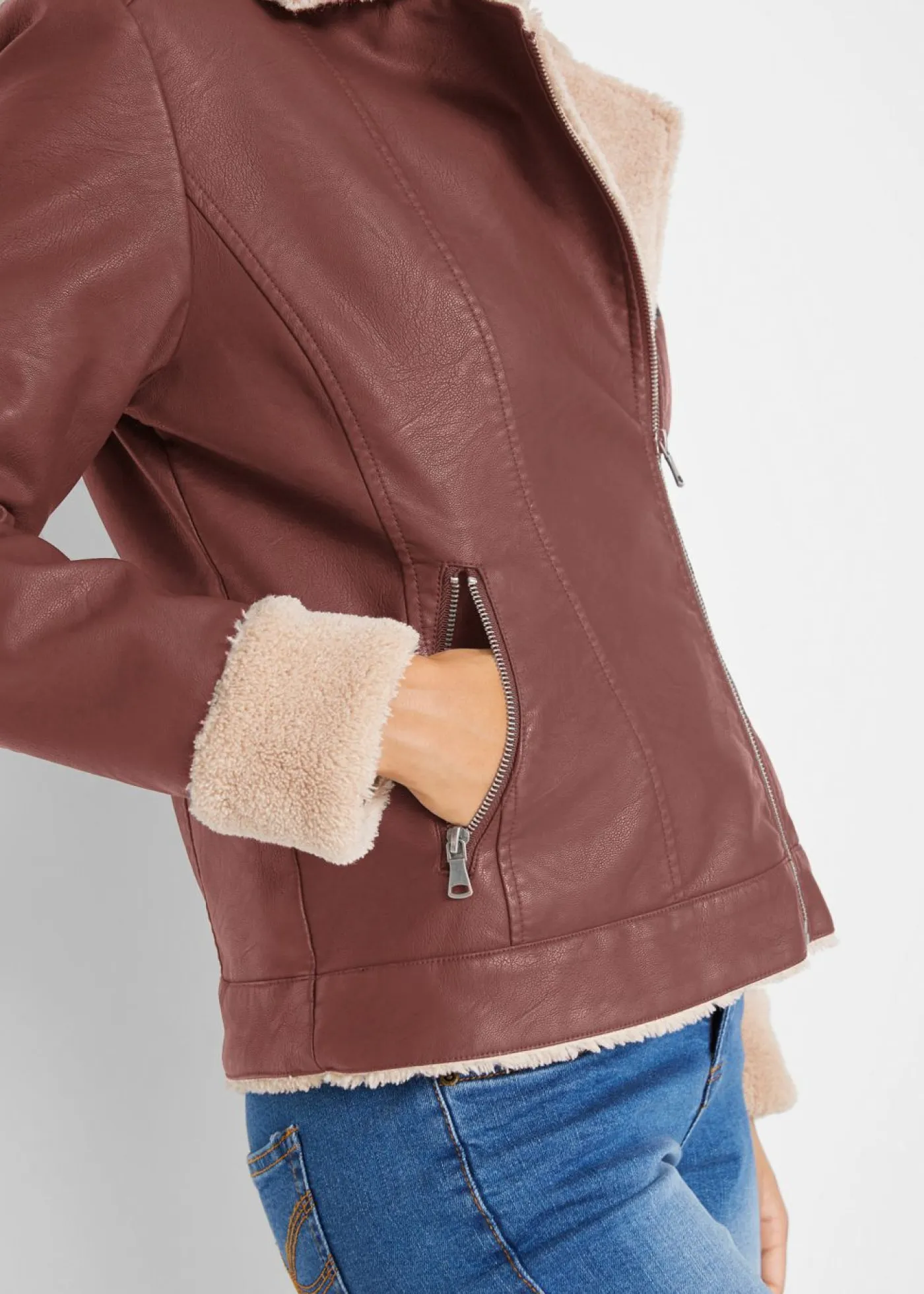 New Chaqueta de piel sintética, con forro Mujer Chaquetas Y Abrigos