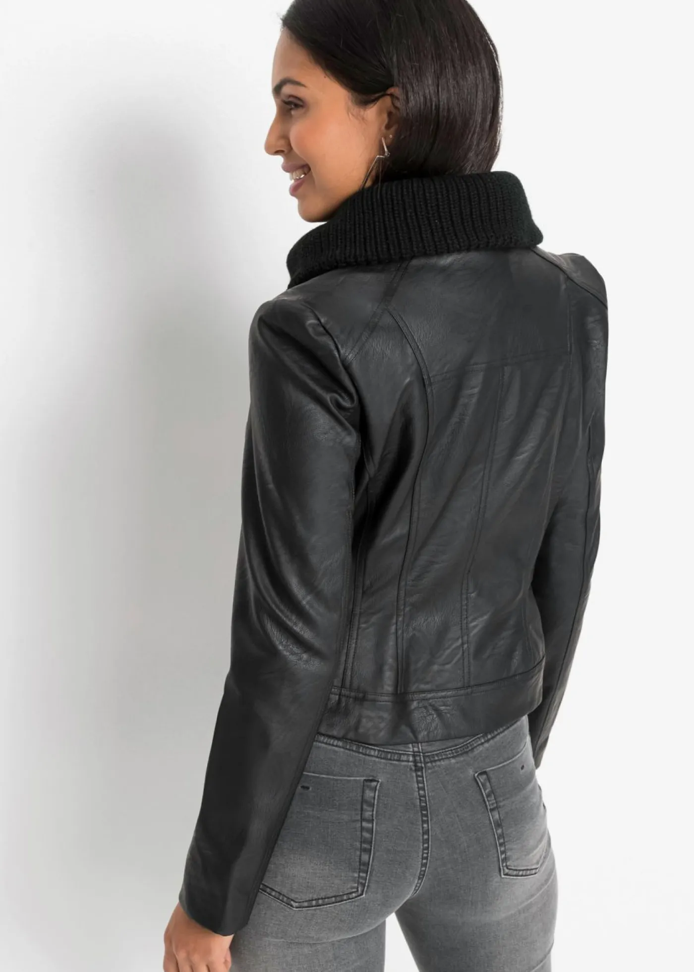 Outlet Chaqueta de piel sintética con cuello alto Mujer Chaquetas Y Abrigos