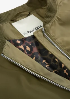 Outlet Chaqueta de piloto ancha con forro de leopardo Mujer Chaquetas Y Abrigos