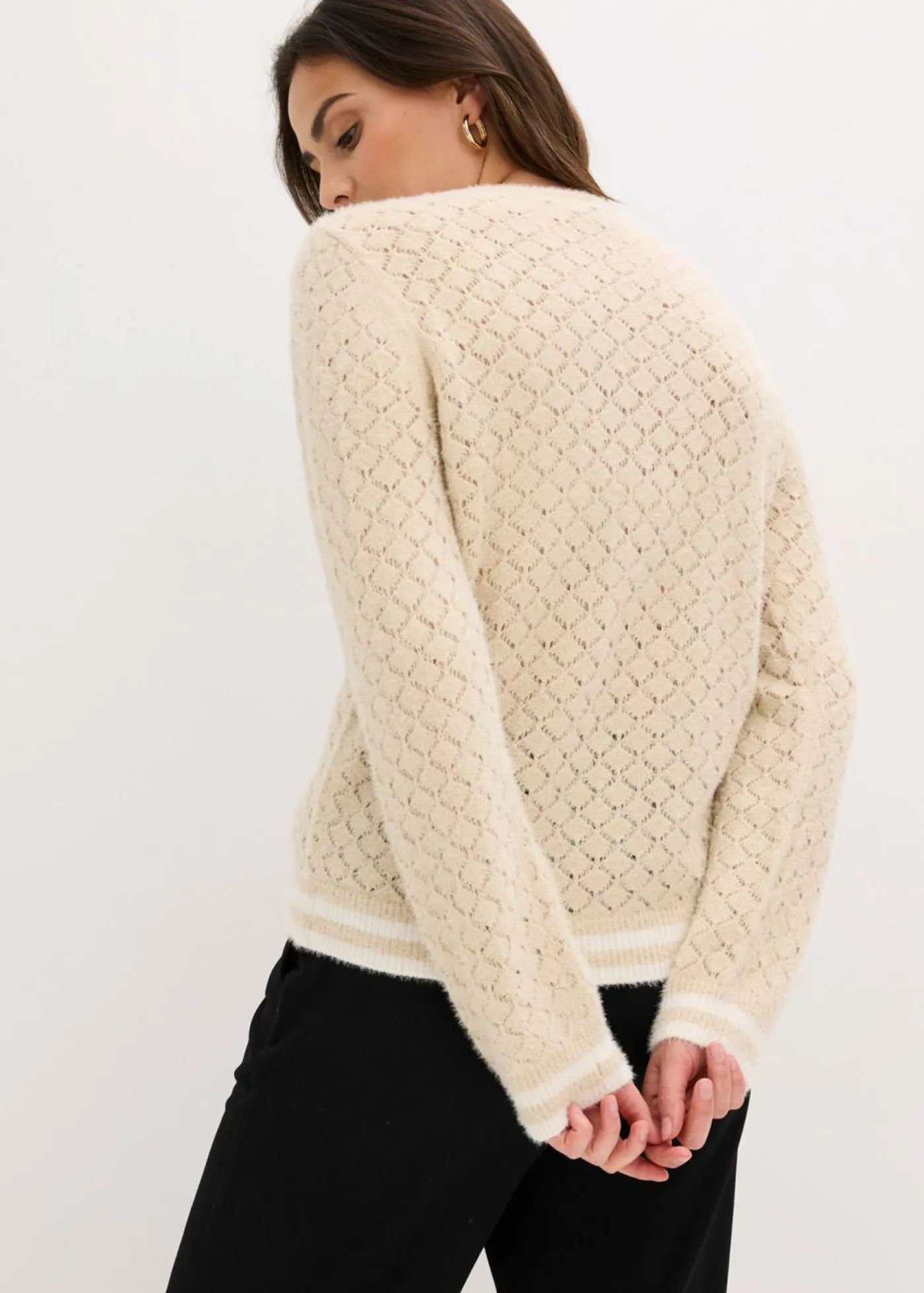 New Chaqueta de punto ajour con hilo suave Mujer Jerséis|Novedades
