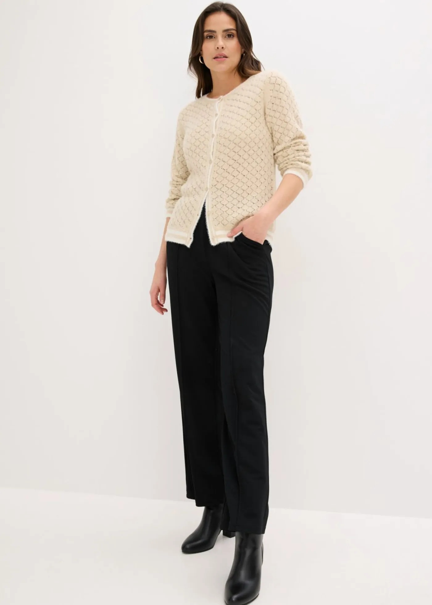 New Chaqueta de punto ajour con hilo suave Mujer Jerséis|Novedades