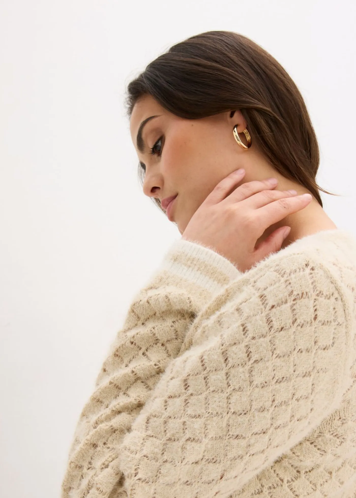 New Chaqueta de punto ajour con hilo suave Mujer Jerséis|Novedades