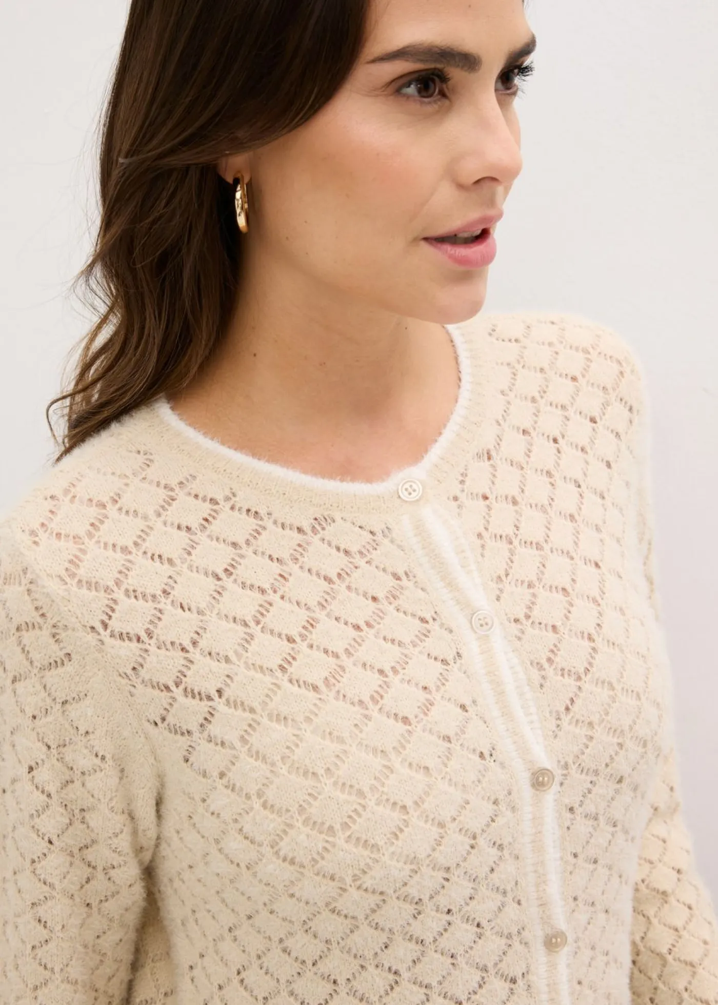 New Chaqueta de punto ajour con hilo suave Mujer Jerséis|Novedades
