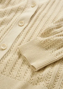 Hot Chaqueta de punto ajour con contenido de lino Mujer Premium|Jerséis