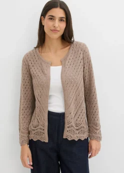New Chaqueta de punto ajour de algodón puro Mujer Jerséis|Novedades
