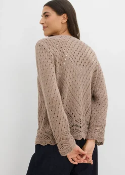 New Chaqueta de punto ajour de algodón puro Mujer Jerséis|Novedades