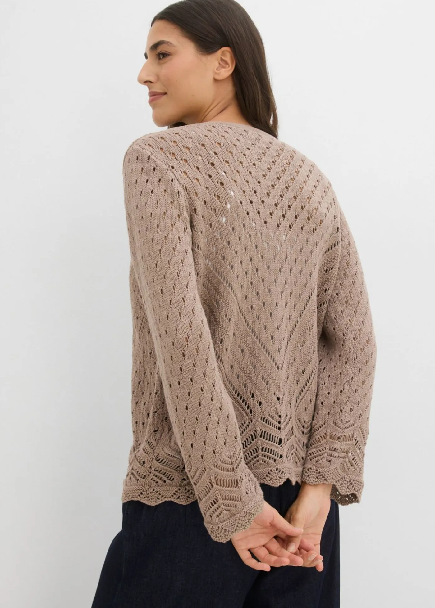 New Chaqueta de punto ajour de algodón puro Mujer Jerséis|Novedades