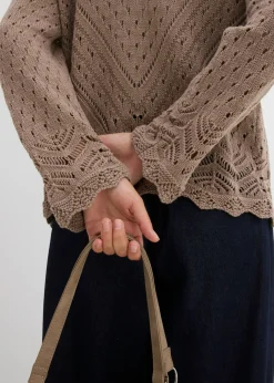 New Chaqueta de punto ajour de algodón puro Mujer Jerséis|Novedades