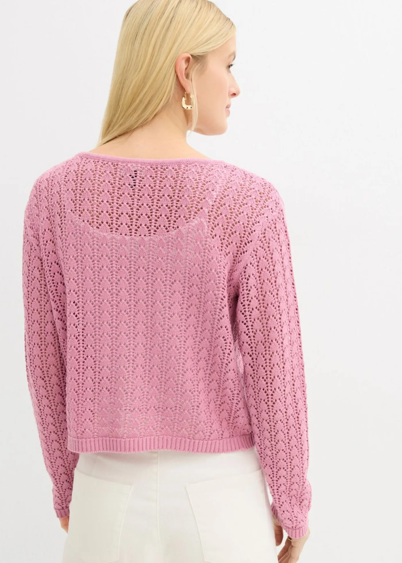 New Chaqueta de punto ajour de algodón puro Mujer Jerséis|Novedades