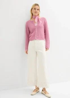 New Chaqueta de punto ajour de algodón puro Mujer Jerséis|Novedades