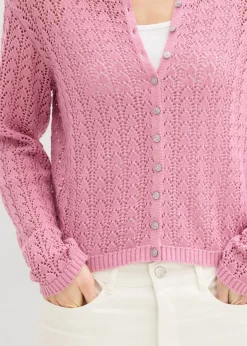 New Chaqueta de punto ajour de algodón puro Mujer Jerséis|Novedades