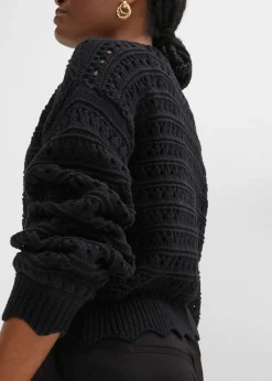 Hot Chaqueta de punto ajour de algodón puro Mujer Jerséis|Ropa De Punto