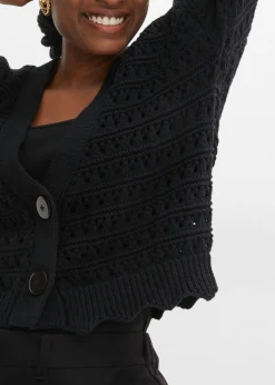 Hot Chaqueta de punto ajour de algodón puro Mujer Jerséis|Ropa De Punto